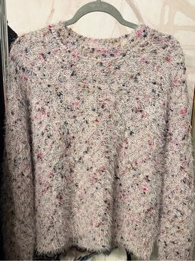 Textured Speckled Crewneck Sweater - Light Pink